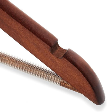 Casafield - 10 Walnut Wooden Suit Hangers - Premium Lotus Wood with Notches & Chrome Swivel Hook for Dress Clothes, Coats, Jackets, Pants, Shirts, Skirts