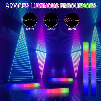 LifBetter Glow Sticks Bulk - 20Pcs LED Foam Sticks Glow Batons with Three Modes Party Flashing Light DJ Wands,for Festivals,Parties, Raves,Concert,Halloween