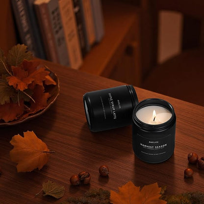 Fall Candle Set | 4 Pack Scented Candles - Autumn Soy Candles for Home Scented, Aromatherapy Gifts for Women, Thanksgiving & Fall Decor - Pumpkin, Apple, Latte & Harvest Scents
