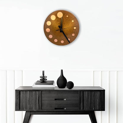 Handmade Pure Copper Wall Clock for Home Decoration, Decor Clock for Living Room, Bedroom and Kitchen, Rustic Decorative Mural Clock Art for Farmhouse (Circles of Time, 11)