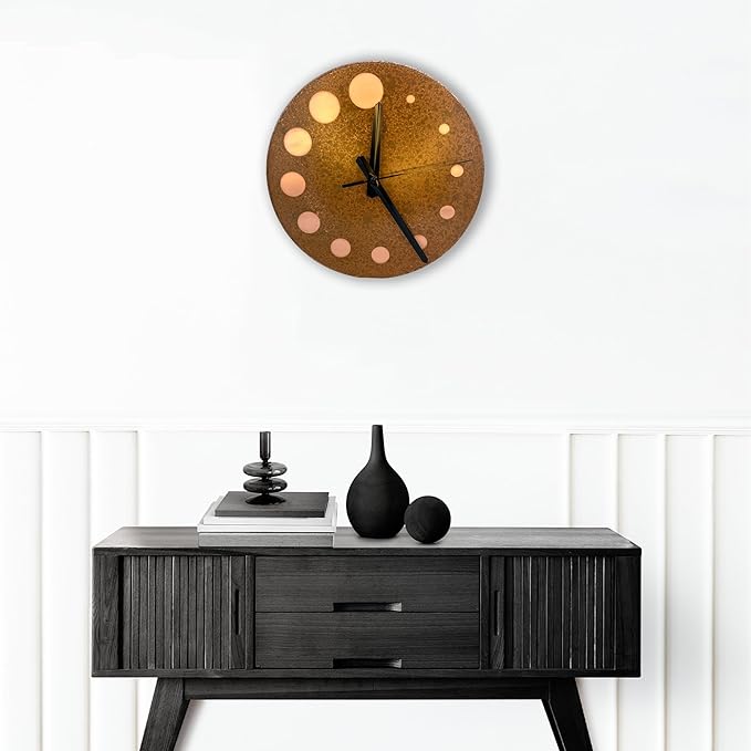 Handmade Pure Copper Wall Clock for Home Decoration, Decor Clock for Living Room, Bedroom and Kitchen, Rustic Decorative Mural Clock Art for Farmhouse (Circles of Time, 17.7)