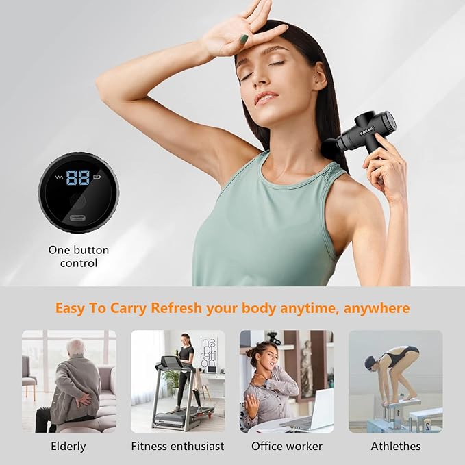 AERLANG Mother Day Mom Gifts Mini Massage Gun,Muscle Deep Tissue Massager Gun, Handheld Percussion Massager, Portable Quiet Massage Gun with Carry Case for Home Office Gym Gifts for Men Dad(Black)