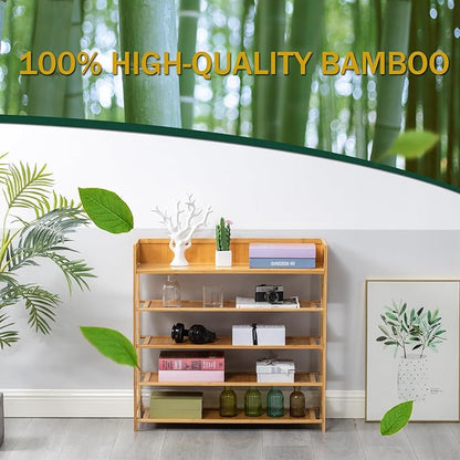 latifolia Bamboo Shoe Rack, 5-Tier Shoe Rack Organizer for Entryway Hallway Closet, Stackable(31.50''L)