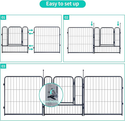 Dog Playpen,Portable Outdoor Dog Fence, Dog Playpen for Large/Medium/Small Dogs, Dog Fences for The Yard,with Doors Foldable Metal (24 inch, 40 Panels)