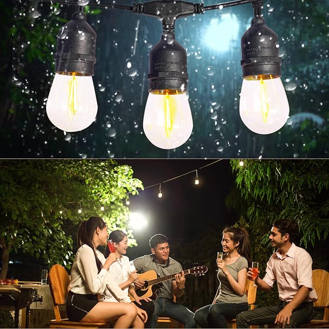 Solar String Lights with Remote Control, 35FT Dimmable Outdoor String Lights Waterproof, Patio Lights Solar Powered for Garden Backyard Camping