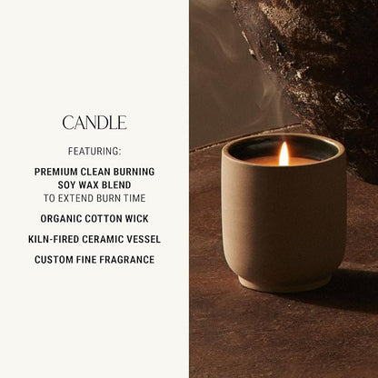 Homecourt Luxury Scented Candle, 60-Hour Burn Time, Soy Wax Blend & Organic Cotton Wick, Kiln-Fired Reusable Ceramic Vessel, Cocomoi, 8 oz