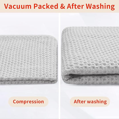 Homaxy 100% Cotton Kitchen Towels and Dishcloths Set, 12 x 12 Inches and 13 x 28 Inches, Set of 16 Bulk Kitchen Towels Set, Ultra Soft Absorbent Dish Cloths for Washing Dishes, Light Gray