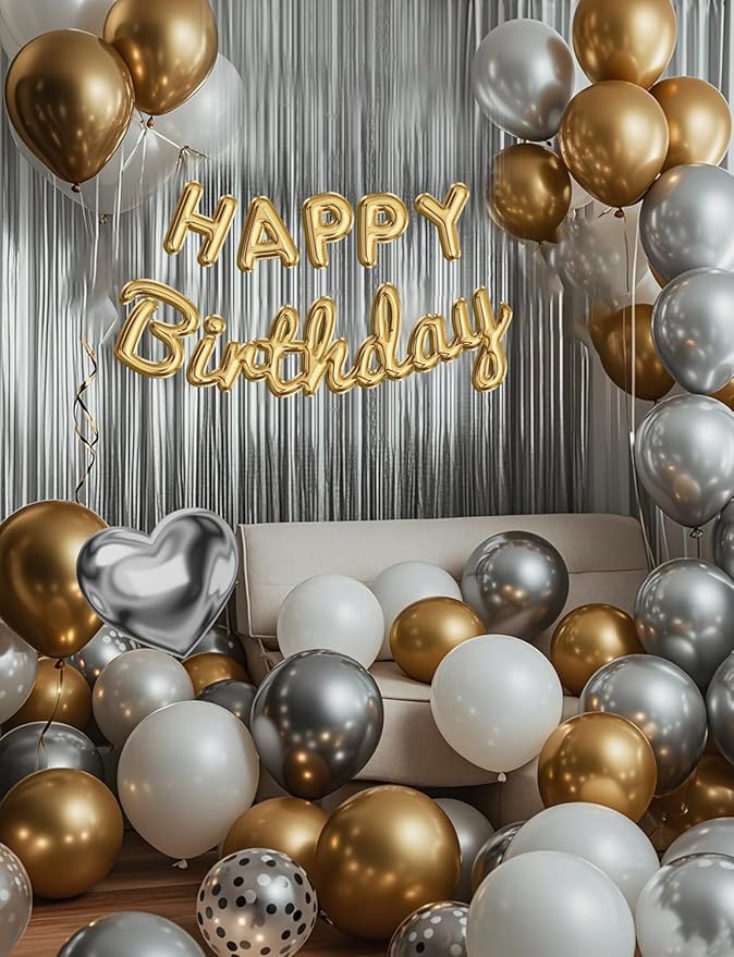 Metallic Silver Balloons 100 Pack, 12 Inch Chrome Latex Helium Garland for Elegant Birthday Wedding Baby Shower Arch Party Decorations