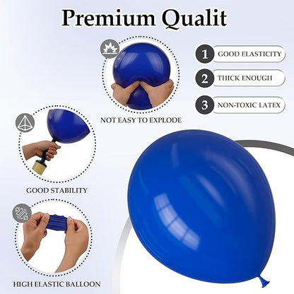 130PCS RoyalBlue Balloons, Latex Balloon Different Sizes 18/12/10/5 Inch, Helium Balloons with Ribbon, Party Balloon Set for Birthday Wedding Graduation Anniversary Baby Shower Decoration