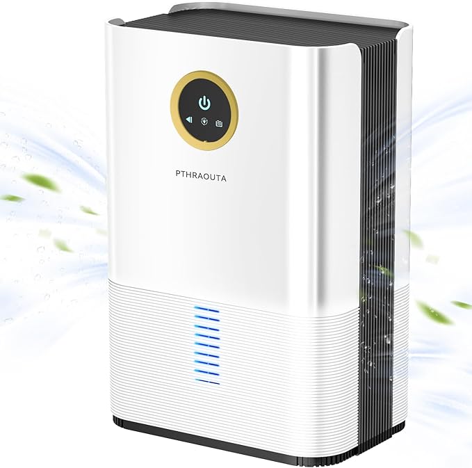 Dehumidifier for Room for Home, (850 sq.ft) Small Dehumidifiers with Drain Hose, Safe Drainage Auto-off Odor Removal 2 Duak-Core Portable Deshumificador Bathroom RV, 50 OZ Water Tank