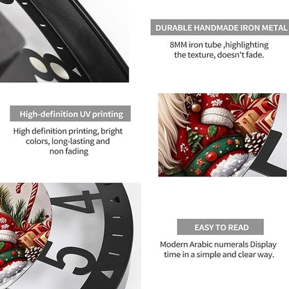 Wall Clock 10 Inch Silent Non-Ticking Modern Clocks Battery Operated - Analog Small Classic for Office, Home, Living Room,Bathroom, Kitchen, Bedroom, School,Snowman Clock