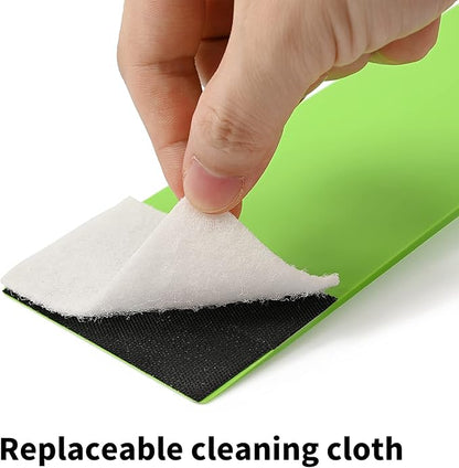 NEWISHTOOL Window Tint Tools Bulldozer Squeegee Kit, Green Wide Mouth & Scrubber Paddle Scraper with Spare Scouring Pads for Windshield Cleaning Window Film Installing, Long Handle Tint Tools