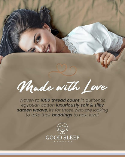 Good Sleep Bedding King Bed Sheet Set - 4 Pc, 1000 Thread Count Egyptian Cotton Sheets, Hotel Style Sheets King Size Deep Pocket, Fits Upto 16 Inch, Soft & Breathable Sheet & Pillowcase Sets - Taupe
