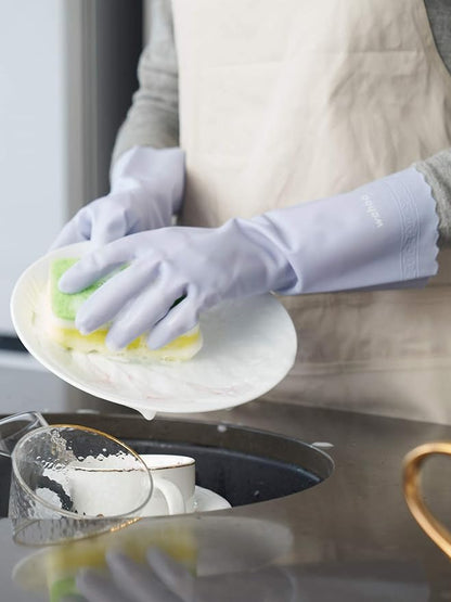 LANON wahoo Skin-Friendly Dishwashing Cleaning Gloves, Reusable Unlined Dish Washing Gloves, Non-Slip, Icelandic Blue, Large