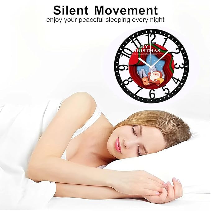 Wall Clock 10 Inch Silent Non-Ticking Modern Clocks Battery Operated - Analog Small Classic for Office, Home, Living Room,Bathroom, Kitchen, Bedroom, School,Snowman Clock