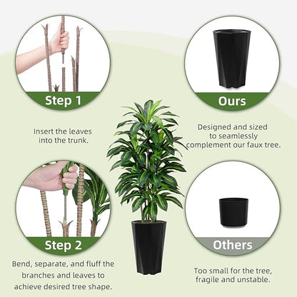 Artificial Dracaena Plant Indoor 5FT Fake Tree with White Diamond Planter Faux Yucca Tall Fake Floor Plant in Pot Artificial Trees for Home Office Living Room Decor Indoor