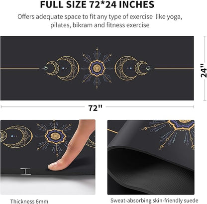 nuveti Yoga Mat Print Extra Thick TPE Non Slip Fitness Exercise Mat with Carrying Bag,72"x24" Extra Thick 6MM Exercise & Workout Mat for Yoga, Pilates Fitness and Floor Exercises