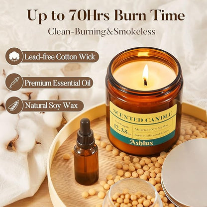 Sage and Cedar Candle for Cleansing,12.35oz Scented Candles with 8% Essential Oils,70 Hour Burn Time Soy Wax Candles for Home Decor,Reading,Jar Candle Gifts for Men and Women