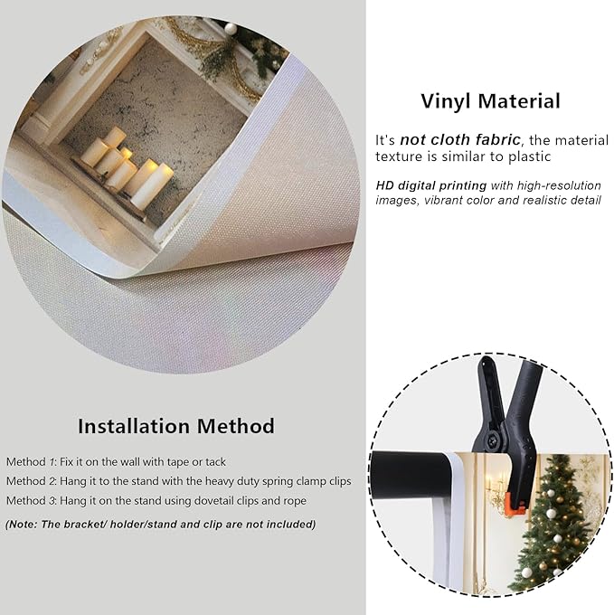 YongFoto Christmas Fireplace Backdrop 6x4ft Room Christmas Trees Classic Retro Wall Photography Background New Year Xmas Eve Family Winter Holiday Party Banner Photoshoot Wallpaper Photo Booth