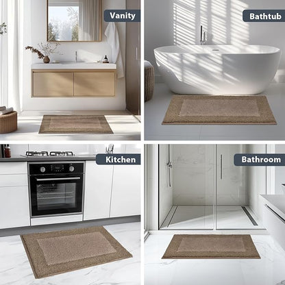 Bathroom Rugs 24" x 60", Non-Slip Extra Soft Absorbent Bath Rugs, Machine Washable Quick Dry Bath Mats for Bathroom Floor, Shower, Bathtub and Sink, Grayish Brown & Coffee