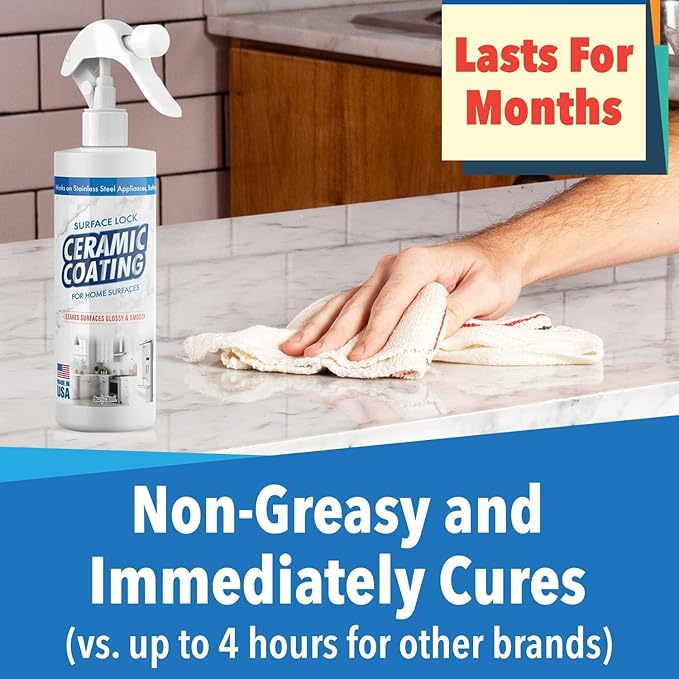 2-Pack Home Ceramic Coating for Stainless Steel, Glass and Countertops - Seal, Protect & Shine for the Kitchen & Bathroom - Fights Fingerprints, Grime and Stains in Your Life - 16 oz - Proof It Works