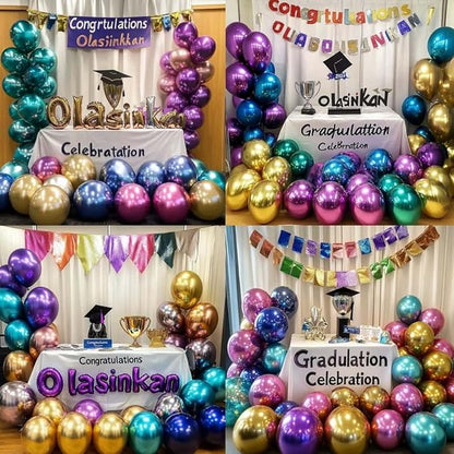 300 Pcs Metallic Chrome Balloons 12 Inch Colorful Party Balloon for Wedding Baby Shower Christmas Birthday Party Decoration