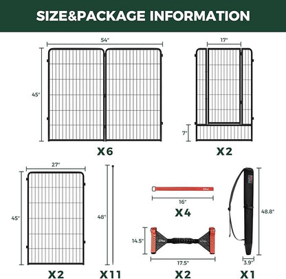 FXW Instant Unleashed Dog Playpen, Portable Pet Fence for Outdoor, RV Trips, and Camping, 45 inch, 16 Panels for Large Dogs with Easy-Carry Straps (2 Pack) and Stake Bag│Patented