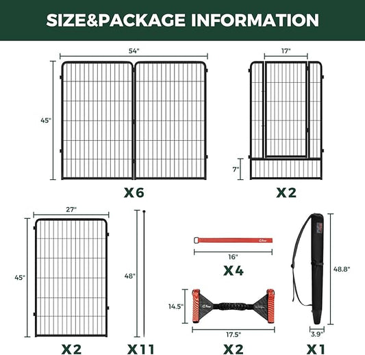 FXW Instant Unleashed Dog Playpen, Portable Pet Fence for Outdoor, RV Trips, and Camping, 45 inch, 16 Panels for Large Dogs with Easy-Carry Straps (2 Pack) and Stake Bag│Patented