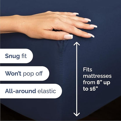 Cal King Size 4 Piece Sheet Set - Comfy Breathable & Cooling Bed Sheets Set - Hotel Luxury Bedding for Women, Men, Kids, Teens, Boys & Girls - Deep Pockets, Soft, Wrinkle Free - Oeko-Tex - Navy Blue