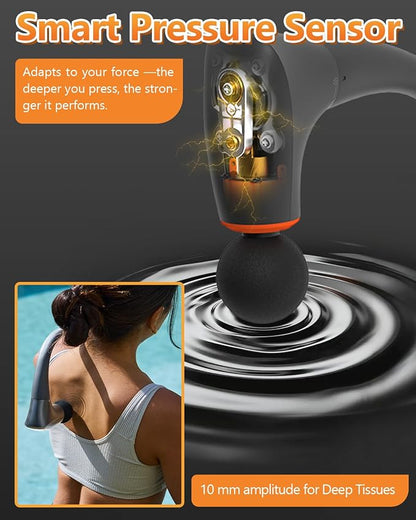 Convertible Massage Gun Deep Tissue for Back Neck Muscle Pain Relief - Electric Handheld Percussion Shoulder Massager Tool with Detachable Long Handle Portable Case