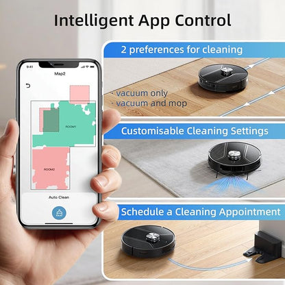 Robot Vacuum and Mop Combo, Robotic Vacuum Cleaner with Precision LiDAR Navigation, Multi-Floor Mapping, Ideal for Pet Hair, Hard Floors & Carpets, App & Voice Control, Aspiradora Robot