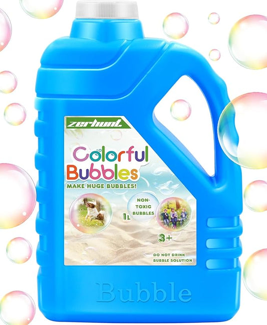 Zerhunt Bubble Solution Refill 33.8 OZ: Bubble Concentrate Solution for Bubble Machine| Bubble Solution Refill for Giant Bubble Wand, Bubble Gun Blower, Birthday Party Favors Wedding (Sky Blue)