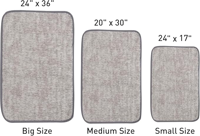 Bath Mats 24x17 Non-Slip Absorbent Bathroom Rug, Quick Dry Machine Washable Shower Tub Mat with Rubber Backing, Soft Floor Carpet for Bathroom Decor Bark Light Gray