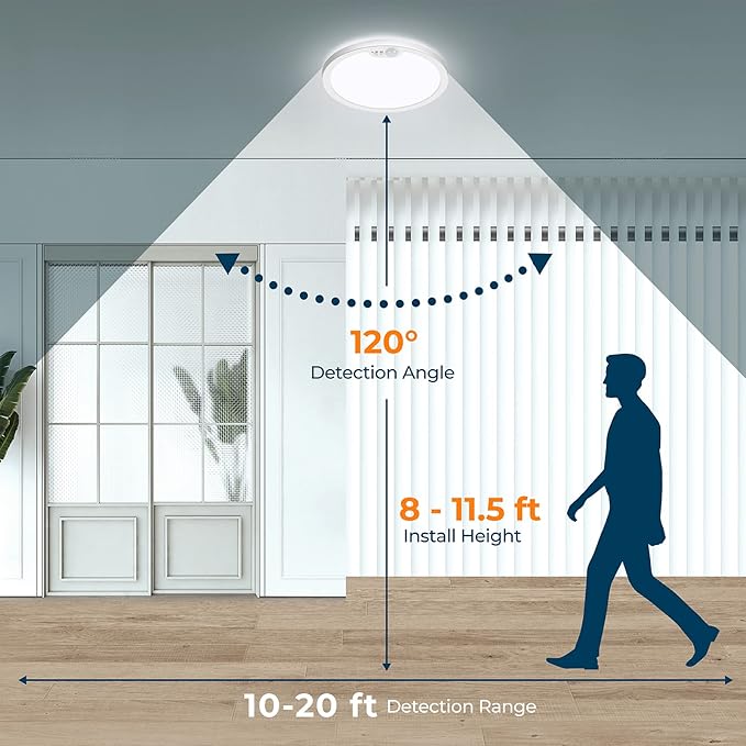 BLNAN Motion Sensor Ceiling Light Wired, 8.7 Inch 3000K 4000K 5000K Selectable LED Flush Mount Light Fixture, Motion Activated Light with Timer for Hallway Stair Walk-in Closet, Non-Dimmable 4 Pack