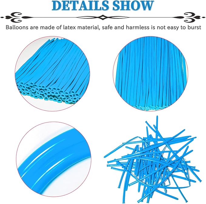 Light Blue Long Balloons Premium 260 Twisting Balloons Animals Magic for Birthday Kids Wedding Party Supply 100pcs