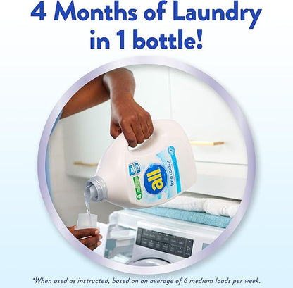 all free clear, Original, Liquid Laundry Detergent for Sensitive Skin, Unscented and Hypoallergenic, Concentrated, 82.5oz, 110 Loads