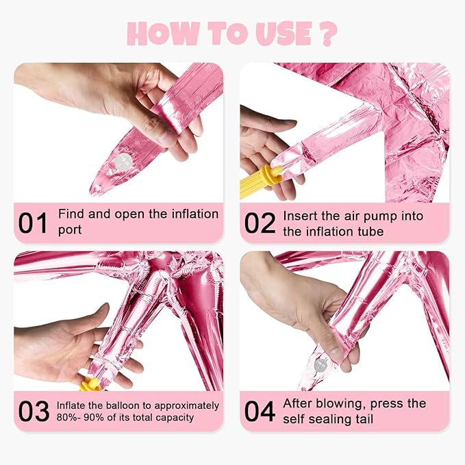 Pink Silver Star Balloon,16Pcs Star Foil Balloons Set with 22Inch Explosion Spike Cone Balloons and 10Inch Quadrangle Helium Balloon for Birthday Wedding Baby Shower Party Decorations