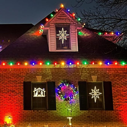 Christmas Decorations - 16" Christmas Window Silhouette Lights - 2 Pack Colour Lighted Bethlehem Star & Nativity for Holiday Indoor and Outdoor Wall Door Window Decorate