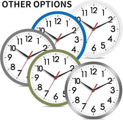 AKCISOT Wall Clock, Modern Small Wall Clocks Battery Operated 8 Inch, Silent Non-Ticking Analog Classic for Office, Home, Bathroom, Kitchen, Bedroom, School(Black)
