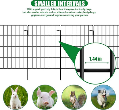 10 Pack Garden Fence Animal Barrier Fencing 1.44 inch Spacing Total 10.8ft (L) x 24in High Rustproof Metal Wire Yard Blocker Dog Fences Border for Outdoor Flower Bed Landscape Fencing Decor Black