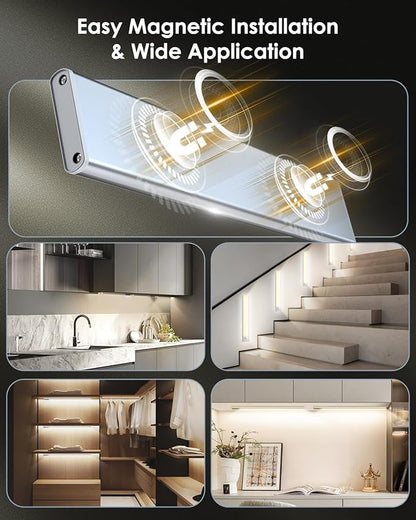 5-Pack 14in Under Cabinet Lighting, Upgraded 3200mAh Rechargeable Under Cabinet Lights Wireless, LED Motion Sensor Light Indoor Closet Lights Under-Counter Light Fixtures for Kitchen, Hallway, Pantry