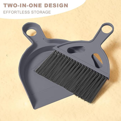 Mini Broom and Dustpan Set Small Broom with Dustpan Combo Set Portable Cleaning Tools for Home Office RV Learning Camping (Grey)