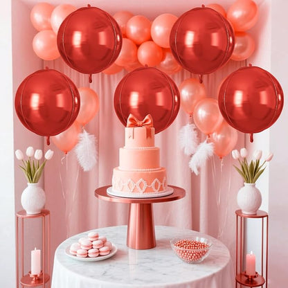 Red Round Foil Balloons 9 pcs,Red Giant 4D Round Balloons 22 Inch for Wedding Graduation Valentine's Birthday Party Decorations