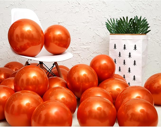 Metallic Orange balloons, 50pcs 10 inch burnt orange balloons, double layer orange balloon are more durable, suitable for wedding, birthday party balloon decoration.