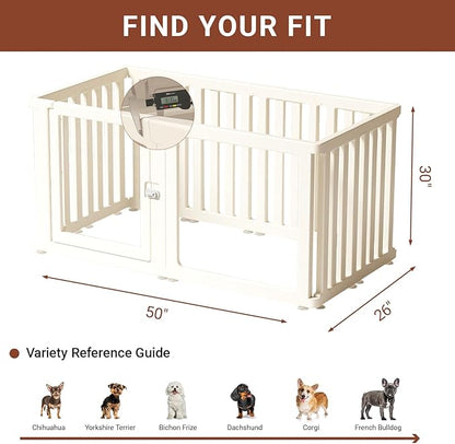 Transparent 10-Panel Dog Playpen, Acrylic Indoor/Outdoor Puppy Pen for Small & Medium Dogs, 30 Inch with Door, White(Ventilated Design 50 * 26 Single Room,30 inch)
