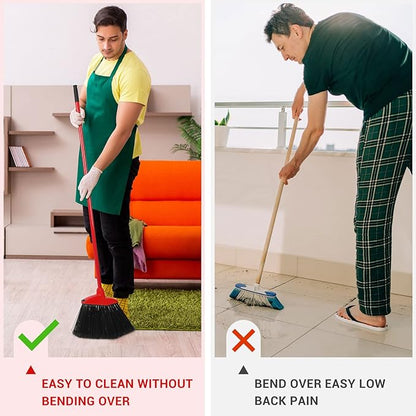 WILLBOND 20 Pcs Heavy Duty Broom Outdoor Indoor Commercial Angle Brooms Bulk for Courtyard Garage Lobby Mall Market Floor Home Kitchen Room Office Pet Hair Rubbish 54 Inch (Red)