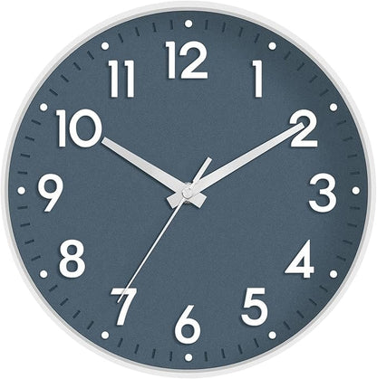 Mosewa Wall Clock 10 Inch, Battery Operated Silent Non-Ticking Modern Analog Clock Decorative for Kitchen, Bedroom, Office(Azure Blue)