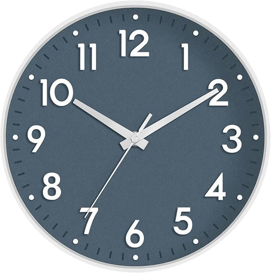 Mosewa Wall Clock 10 Inch, Battery Operated Silent Non-Ticking Modern Analog Clock Decorative for Kitchen, Bedroom, Office(Azure Blue)