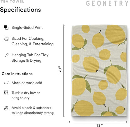GEOMETRY Kitchen Tea Towels - Quick Dry Microfiber Dish Towels for Kitchen Sunny Lemons, 18" x 30" 1 Pack