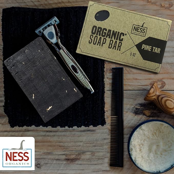 Ness Mens Soap Bar - Pine Tar Scent, Natural Soap For Men With Organic Ingredients, Mens Bar Soap With Essential Oils, Moisturizing Bar Soap For Men, Handmade In The USA, Cruelty Free, Vegan